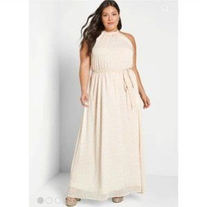 Modcloth Ivory Illuminated Elegance Chiffon Maxi Dress NEW